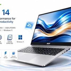 Acer One 14 Laptop Z14-55M | 14" HD Display | AMD Ryzen 3 7320U | 8GB LPDDR5 RAM | 256GB NVMe SSD | Windows 11 | Thin & Light Design | AMD Radeon Graphics | Silver