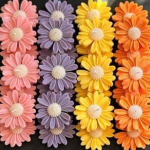 Handmade Scented Daisy Candles – Floral Soy Wax, Gift-Ready Set (6pcs,Jasmine, Assorted Colors) (6, Jasmine)