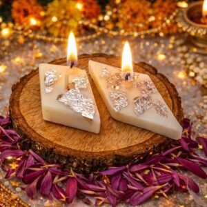 Diwali Decorative Scented KAJU KATLI-Shaped Soy Wax Candles - Set of 4 pcs for Festive Gifting and Home Decoration (KAJUKATLI)